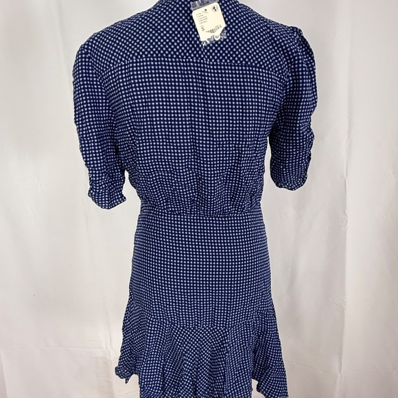 Free People Pippa Short Sleeve Mini Dress Blue Gingham Size Small NWT - Picture 4 of 9